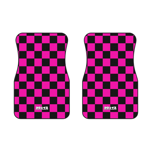 Pink Checkered Car Mats (2x Front)