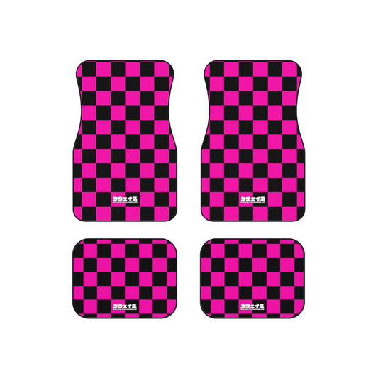 Pink Checkered Car Mats (Set of 4)